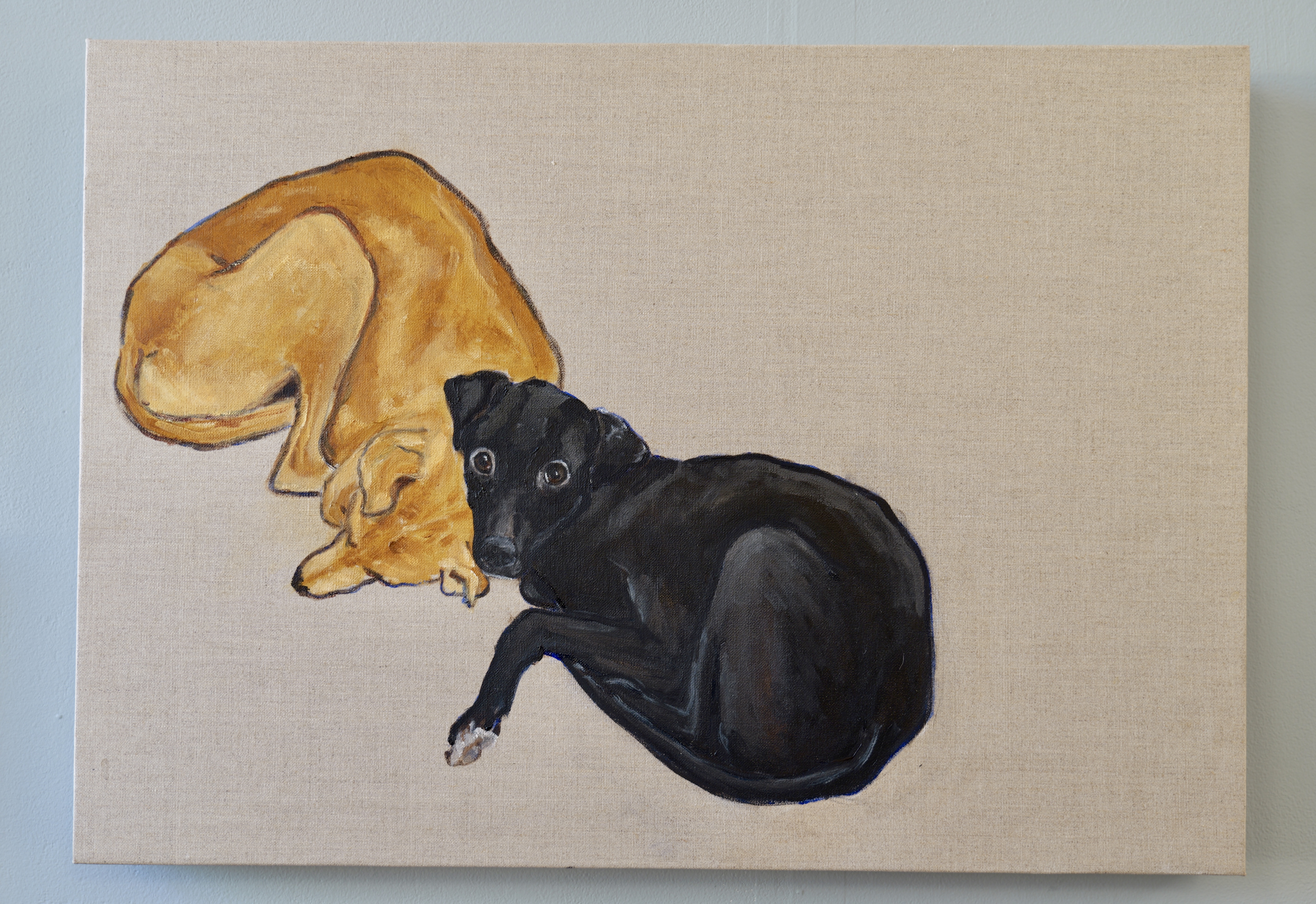 painting of 2 dogs