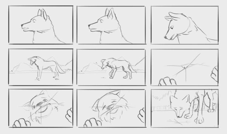 One of the pages from the storyboard I created for the short film "Edge of Silence"
