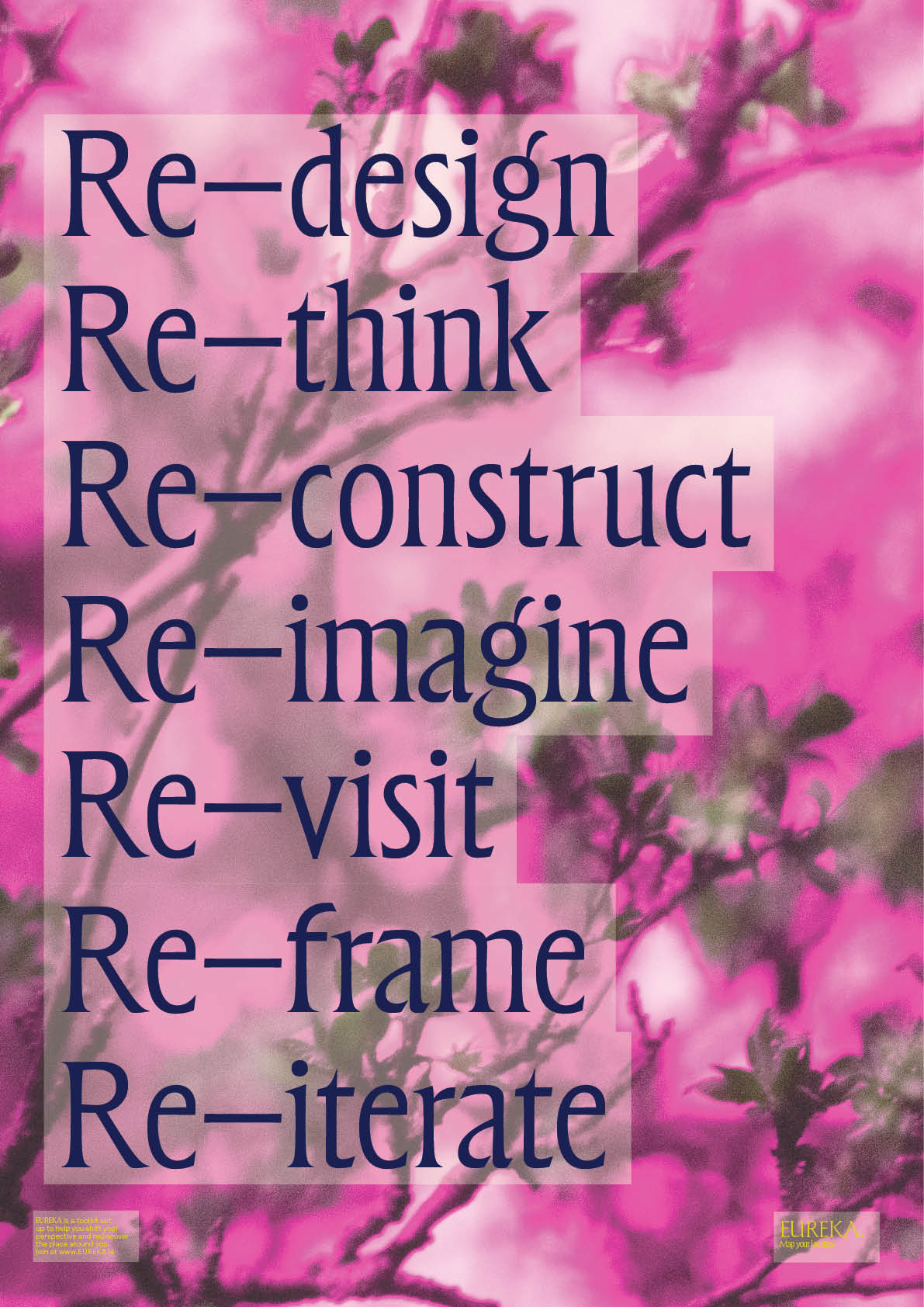 a poster with copywriting and pink flower imagery background
