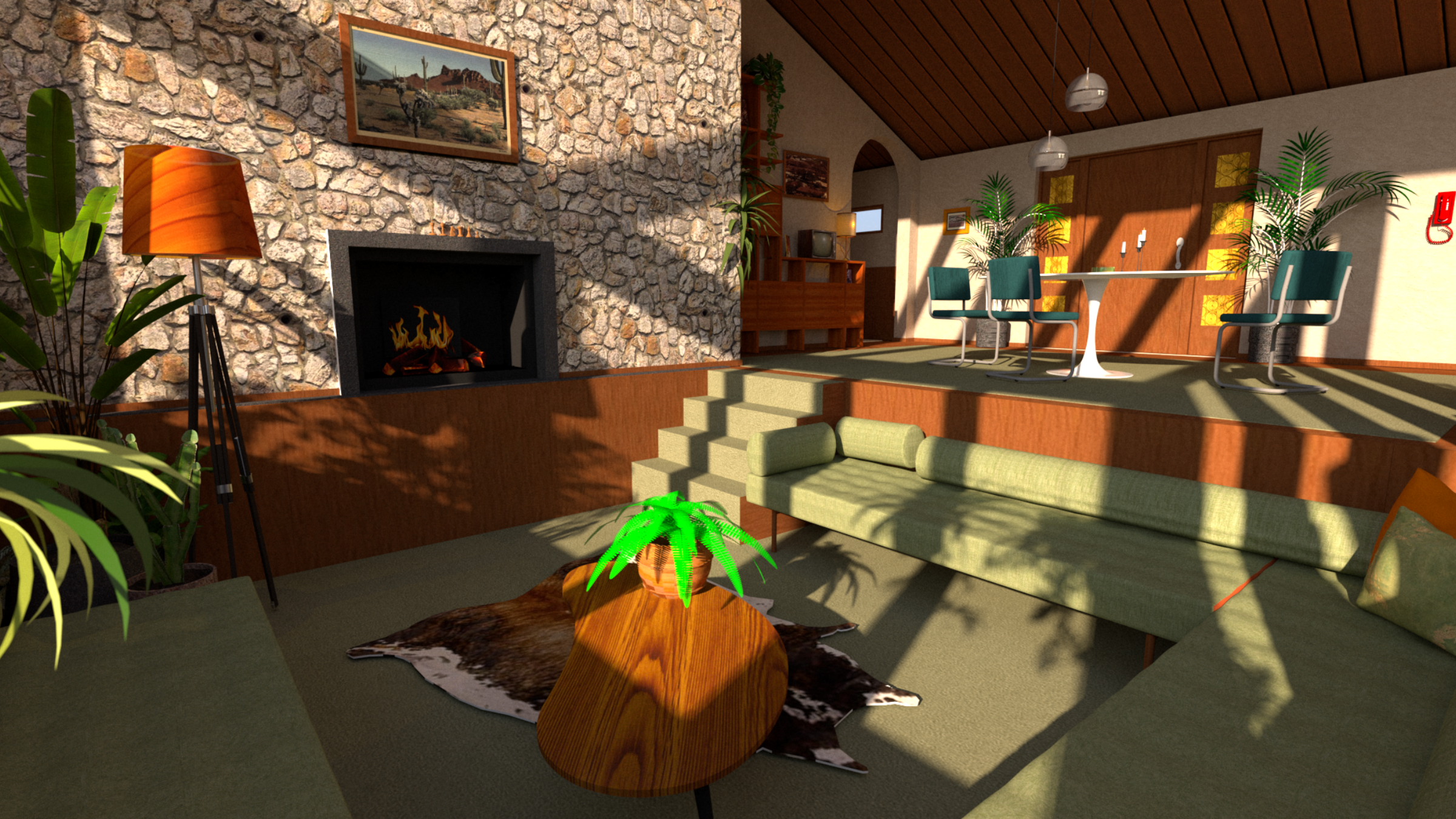 Vray Render of a Conversation Pit from True West