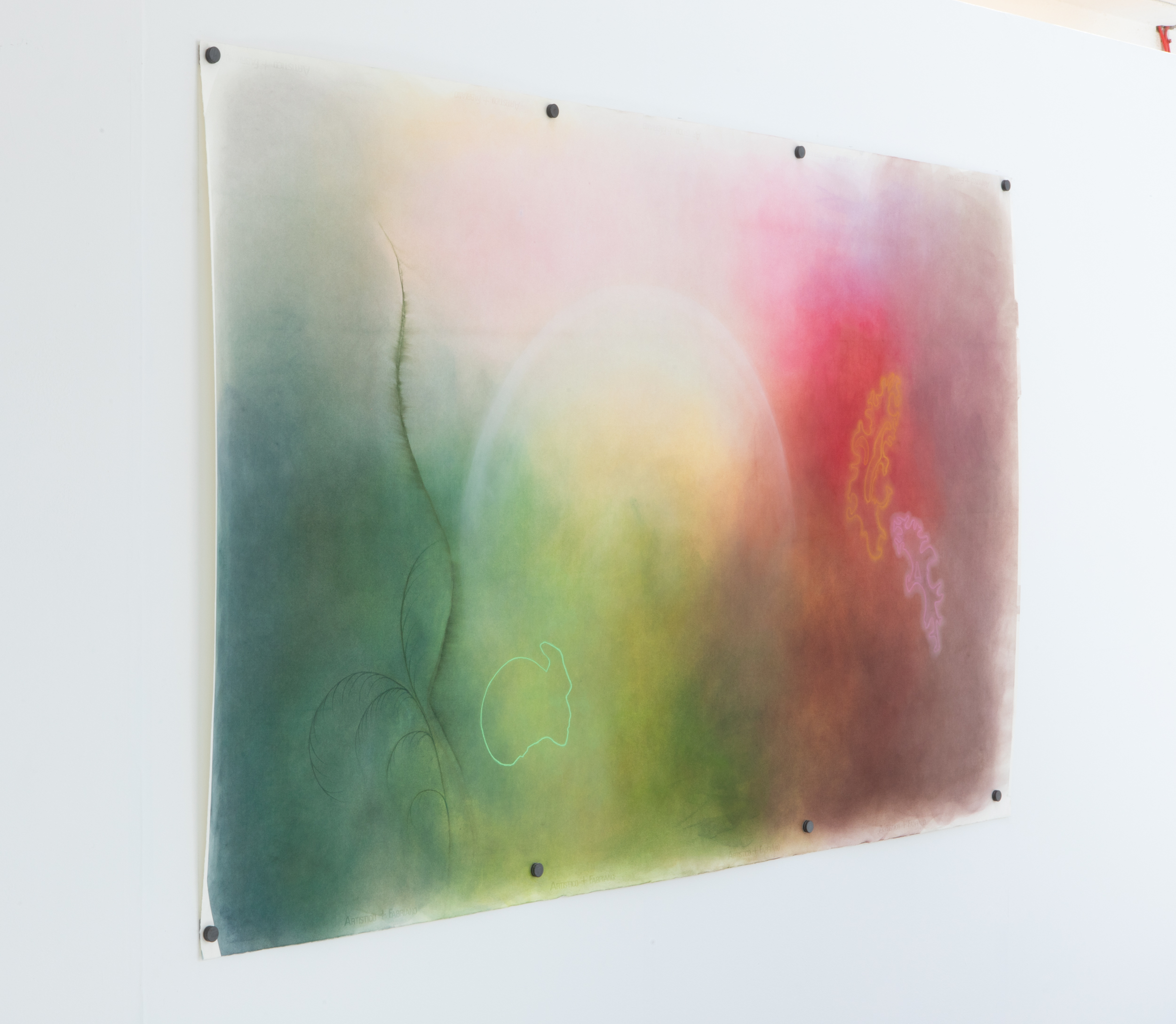 "Stem", 2025. Soft pastel and coloured pencil on paper, 140x236cm.