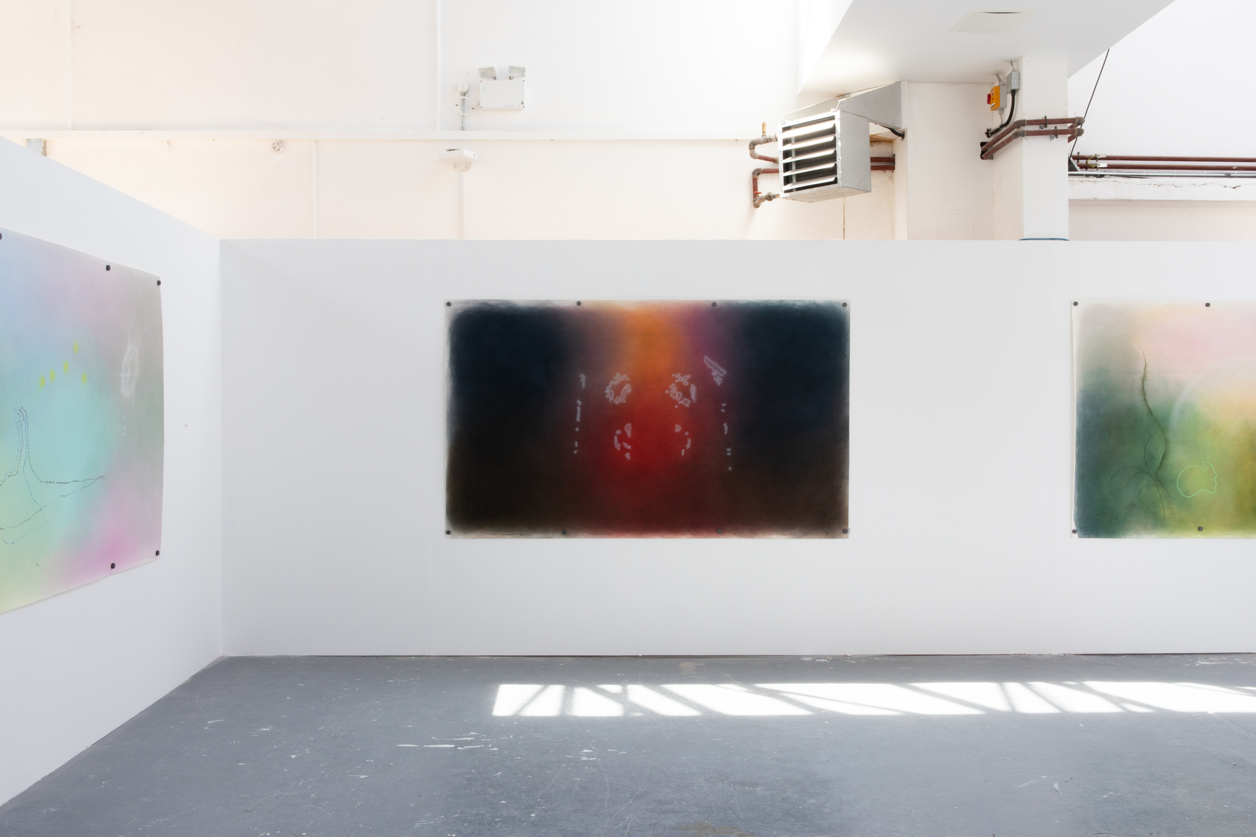 Installation of "Stem Arch Murmur / The Road Goes Inwards", 2025. Photo credit: Sarah Louise Lordan.