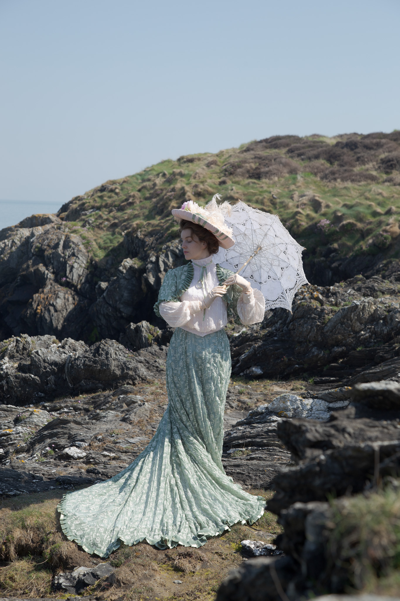 Mary Rose standing on her island looking towards the sea