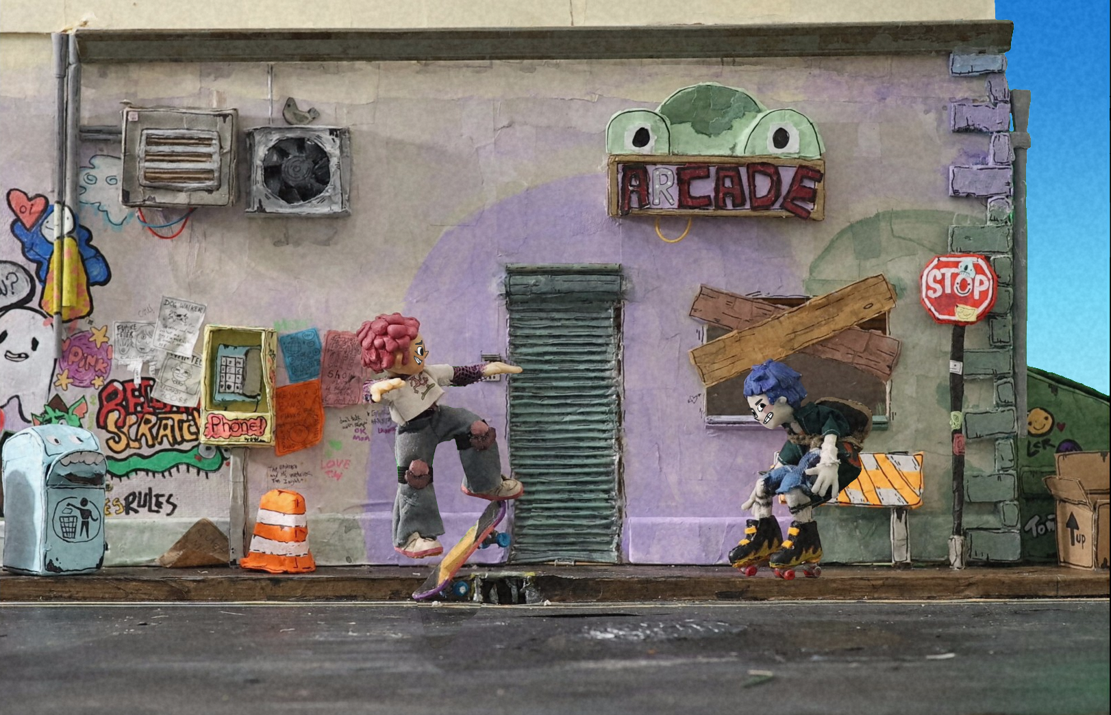 "A day in" short stop motion, Tatsu and MJ skate