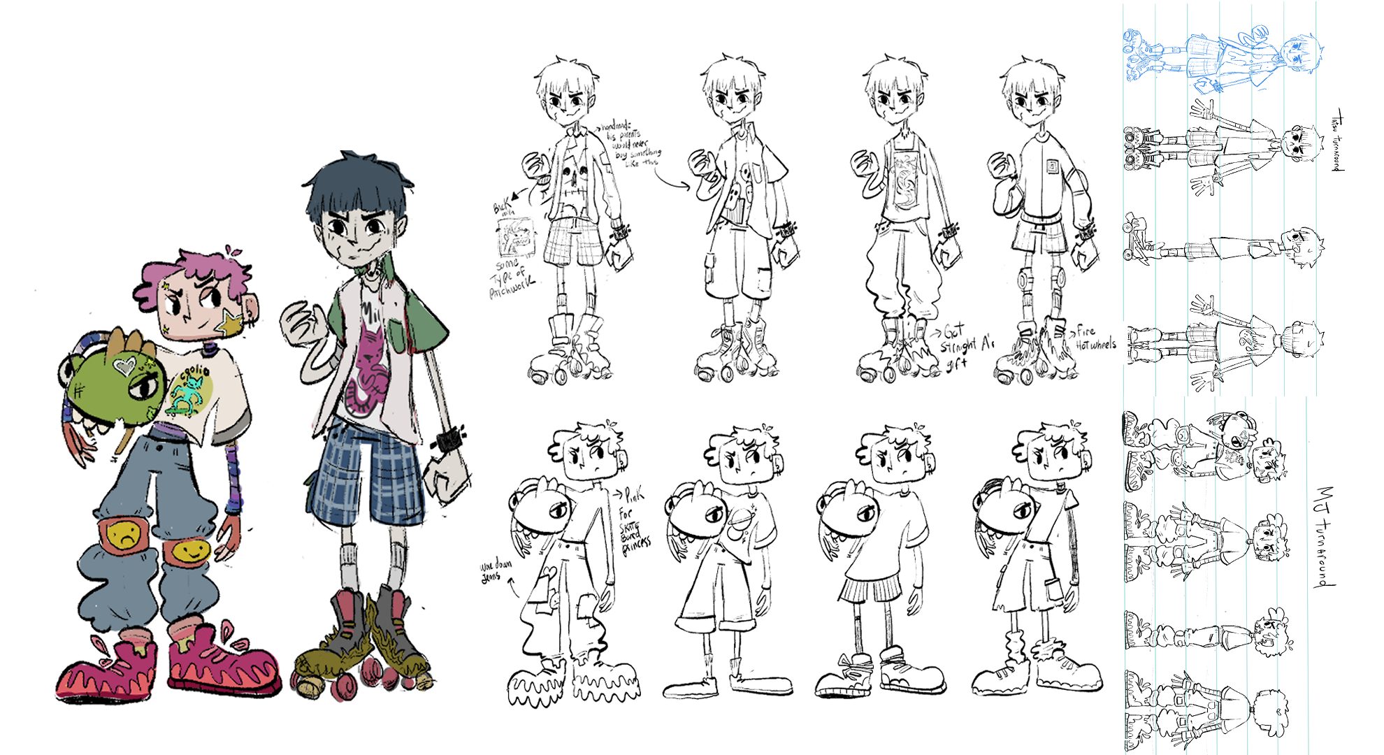 Character design of MJ and Tatsu