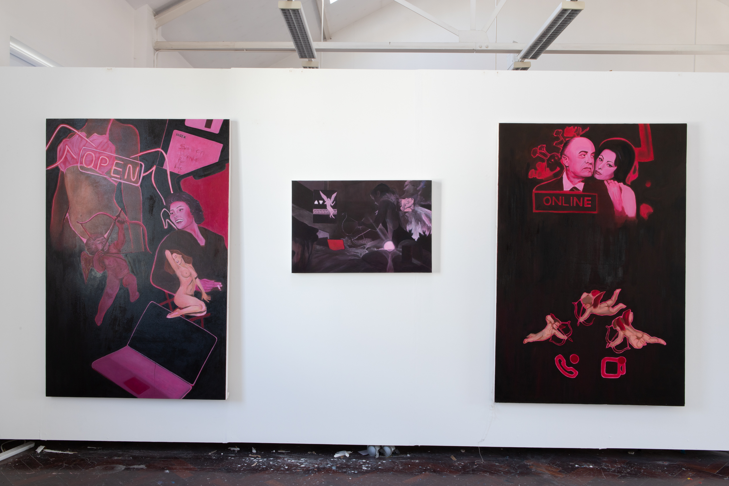 I 90cm x 60 cm Oil on Canvas "Online Love" 120 cm x 180 cm 