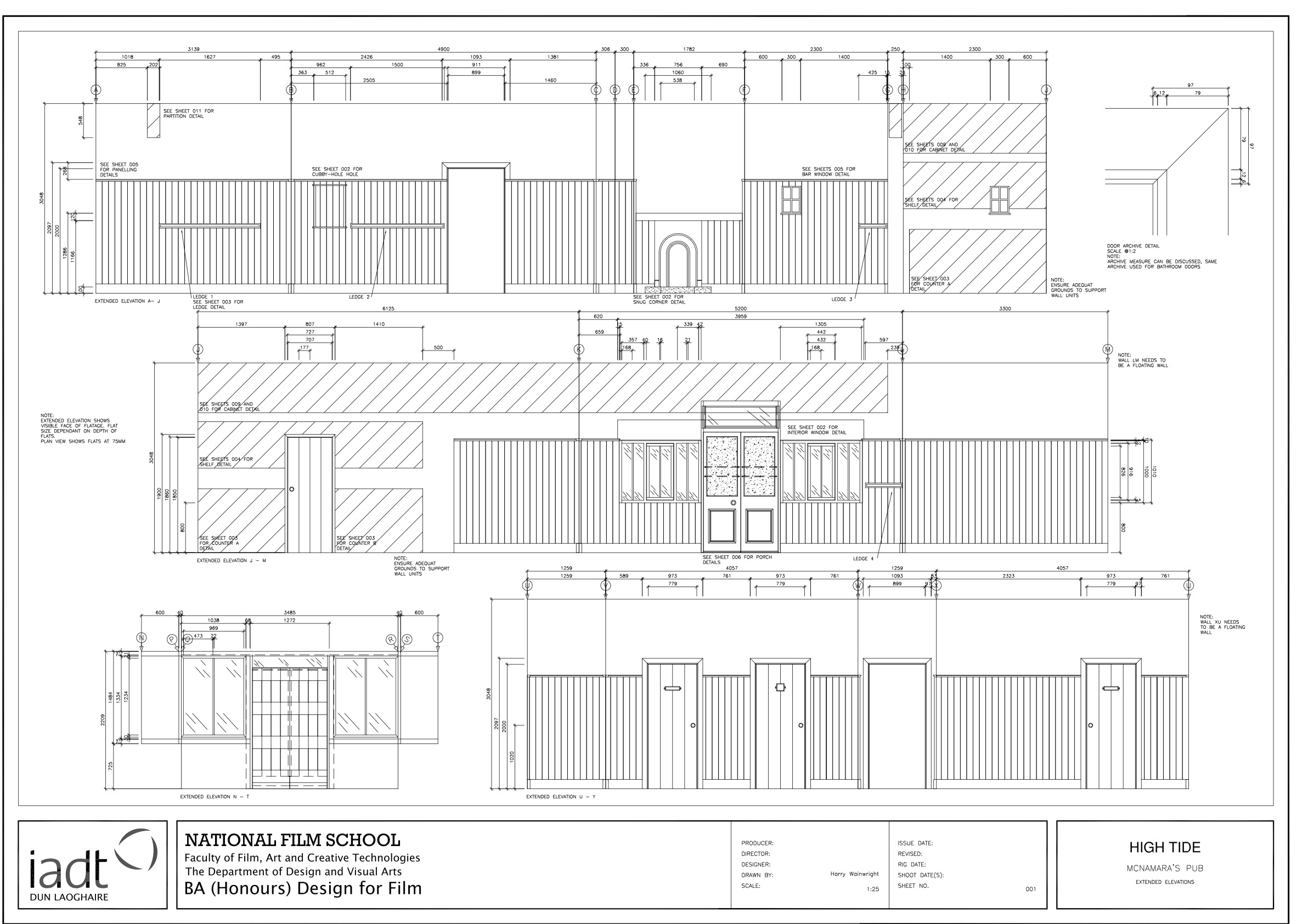 AutoCad Drawing - Extended Elevation of McNamara's Pub Set