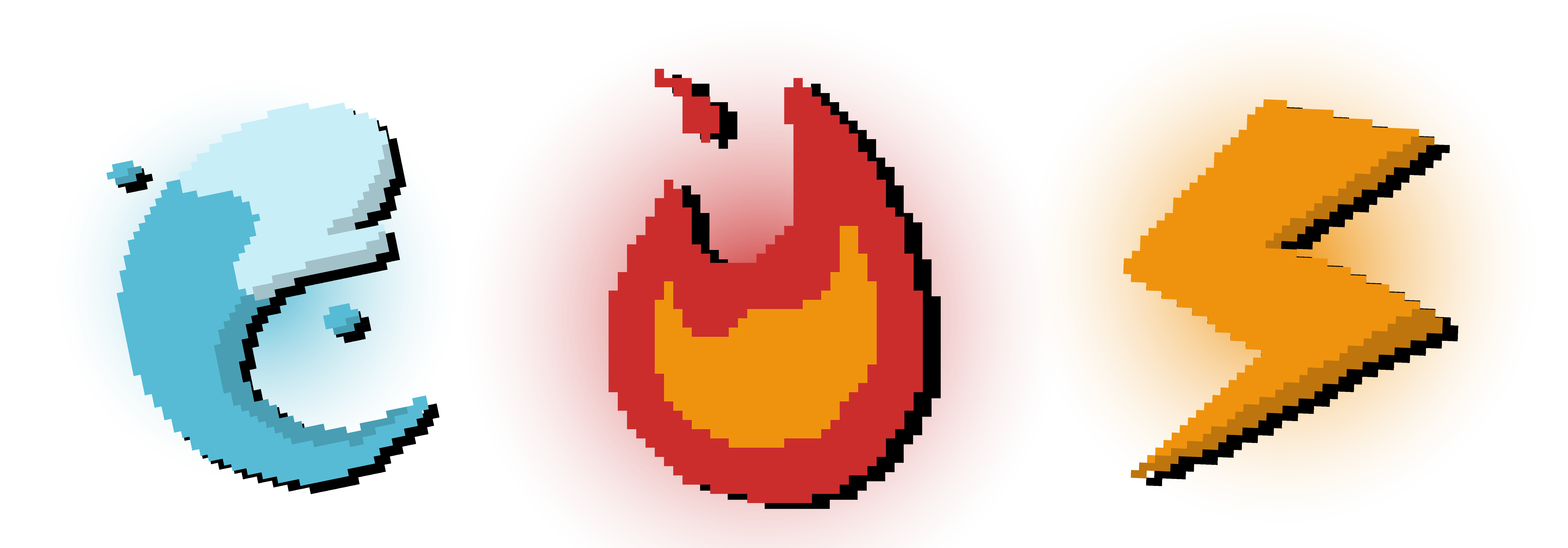 Pixel art. elemental icons