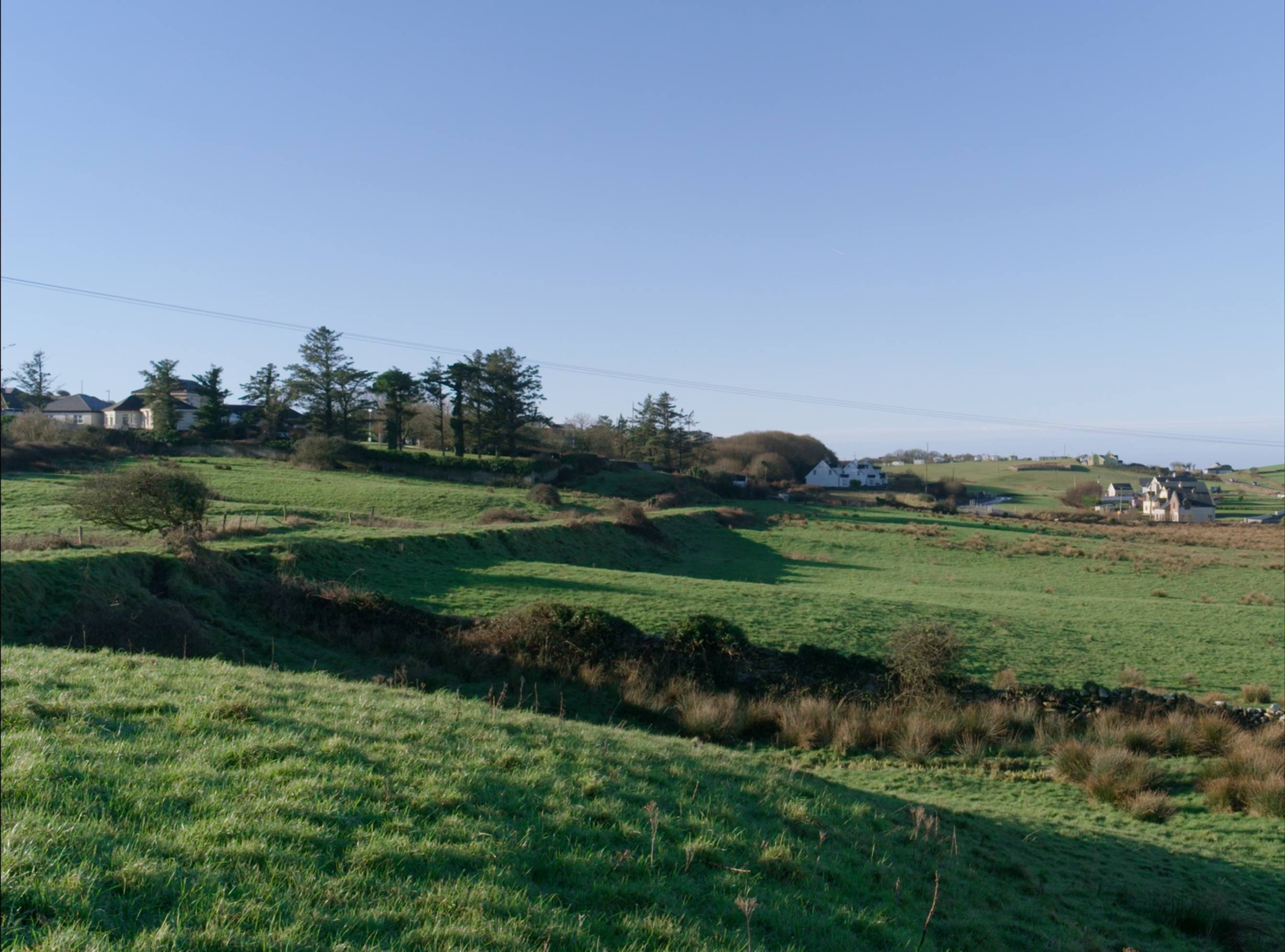 Still image from Tales of Railway's Past of the rolling hills of Clare