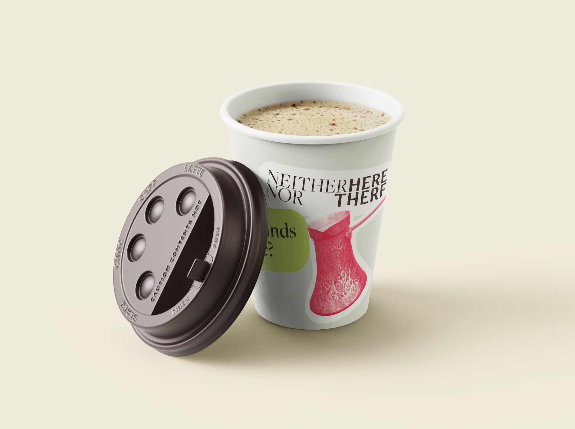 Coffee cups with stickers.