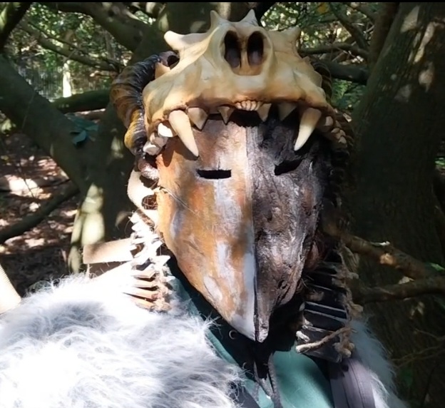 View of helmet from scene 