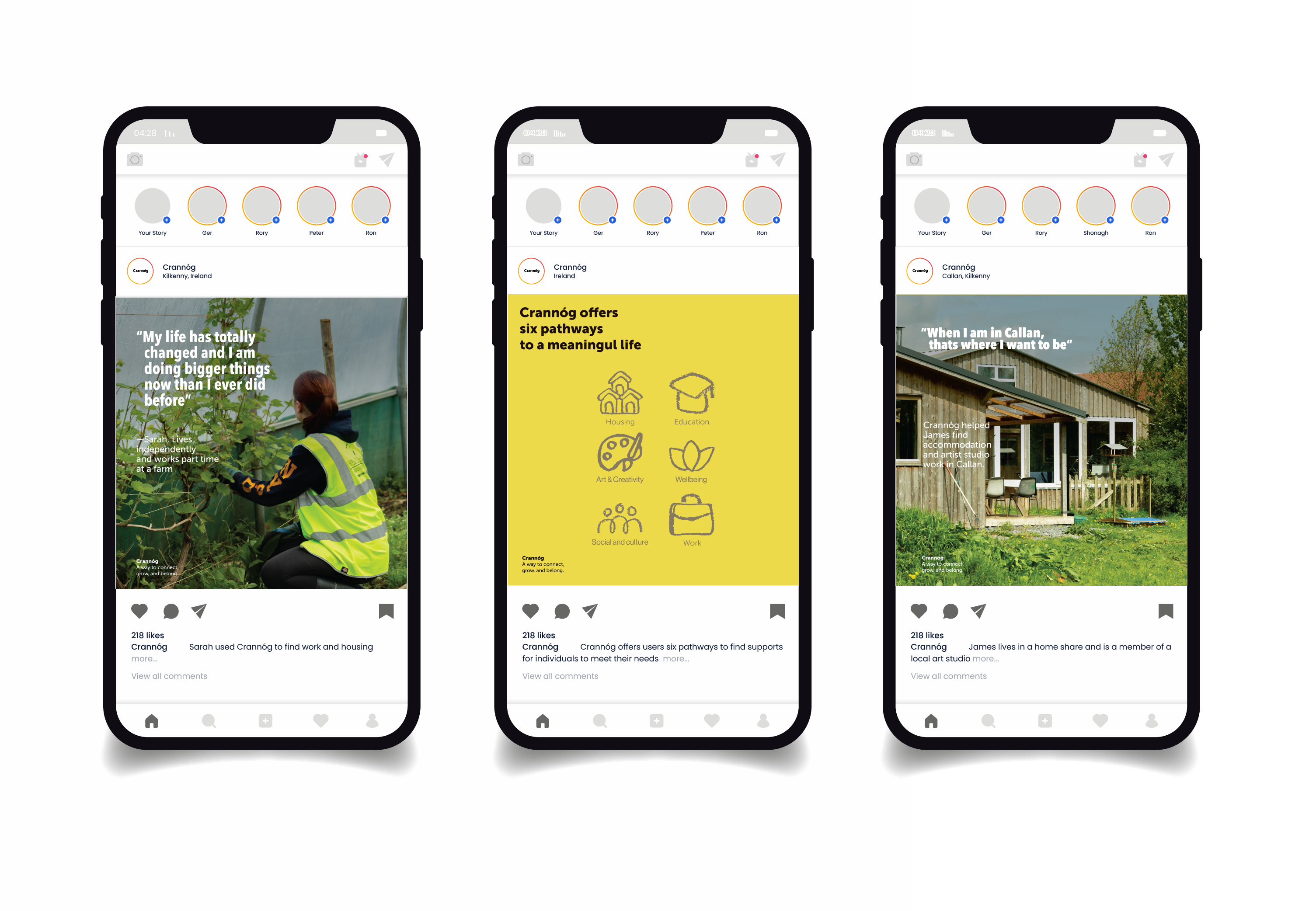 Social media is used to give testimonials and highlight each of the six pathways