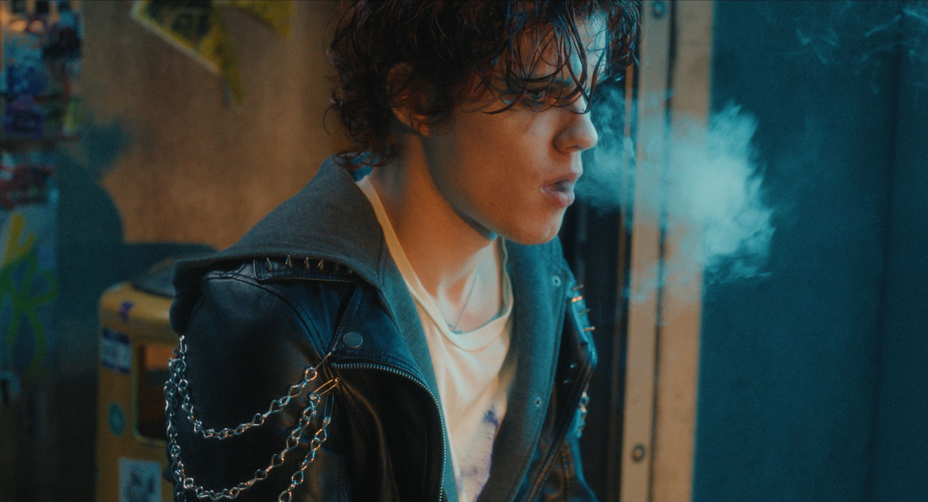 Still from "Tymek", showing the protagonist before departing from Poland