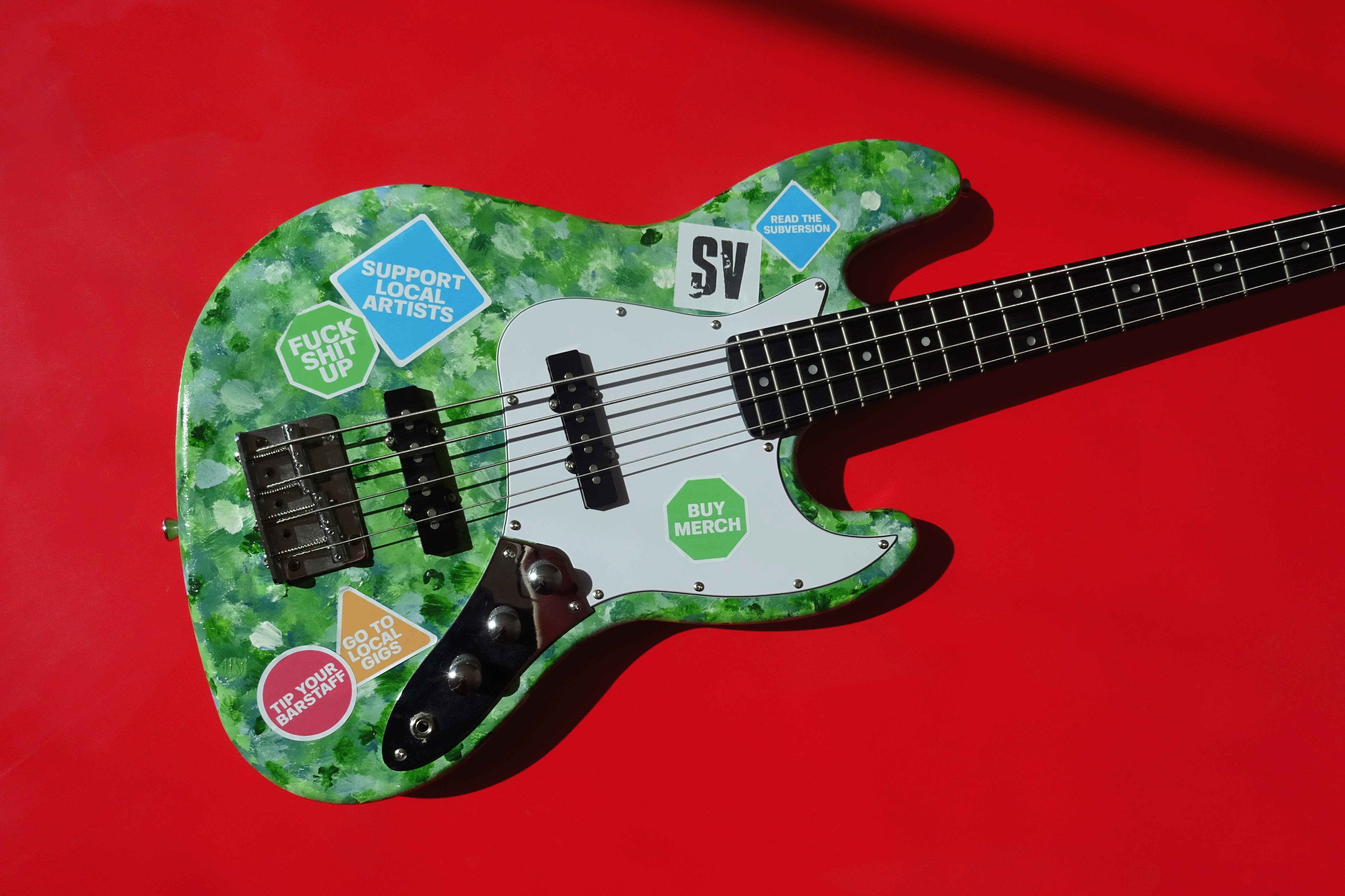 bass with stickers