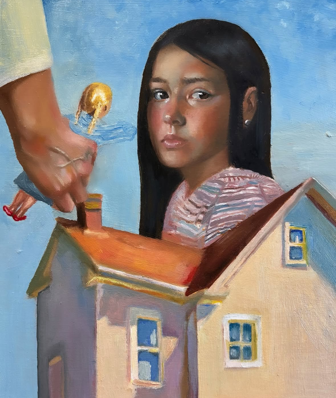 'Doll's House', 2025. Oil on wood, 24 x 29cm.