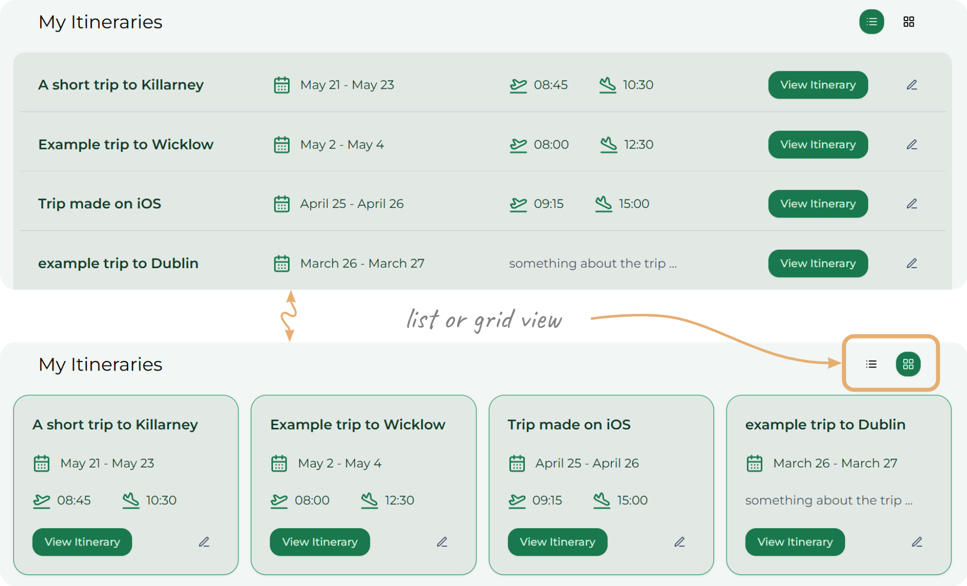 Image displaying list and grid view options