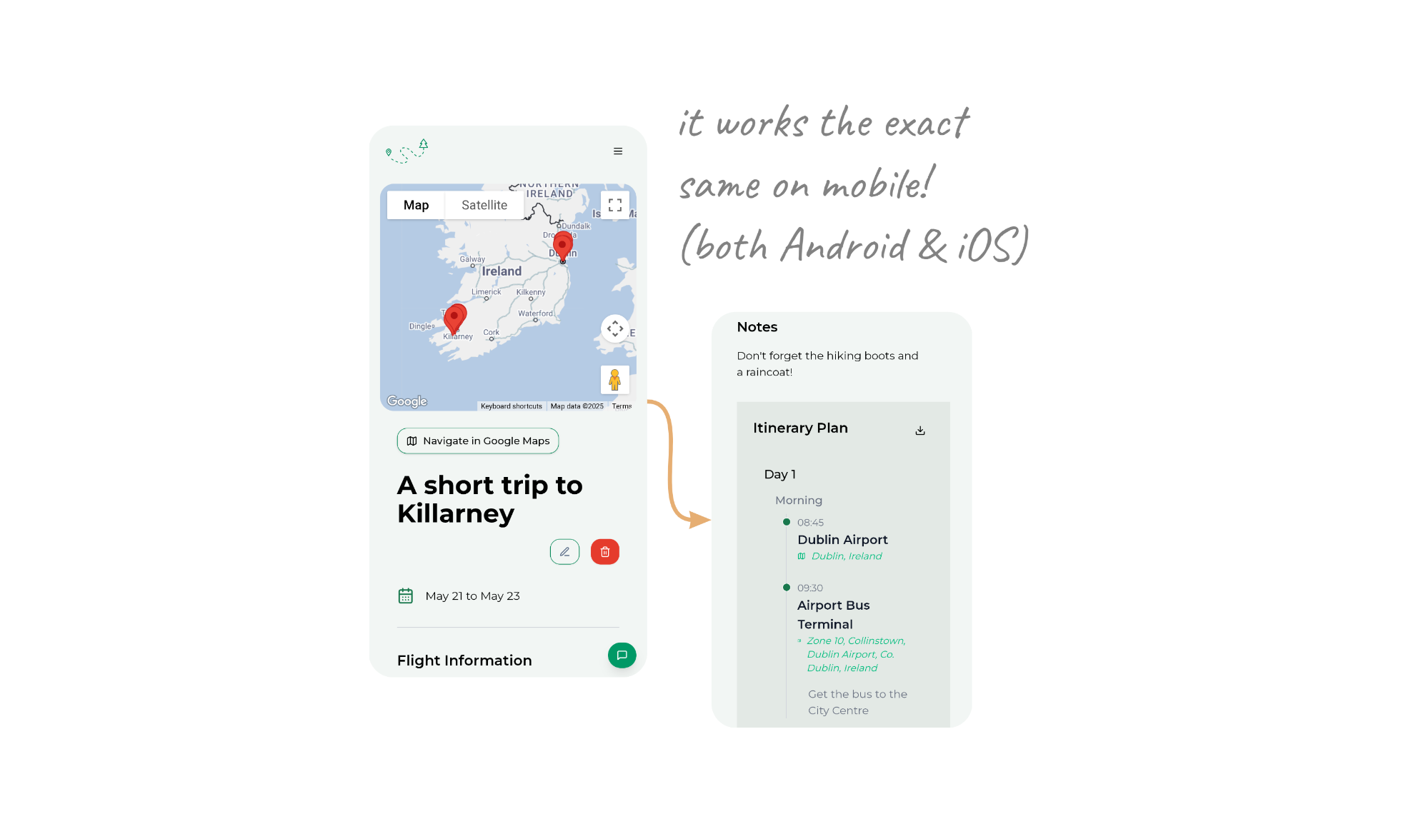 Screenshots of mobile view