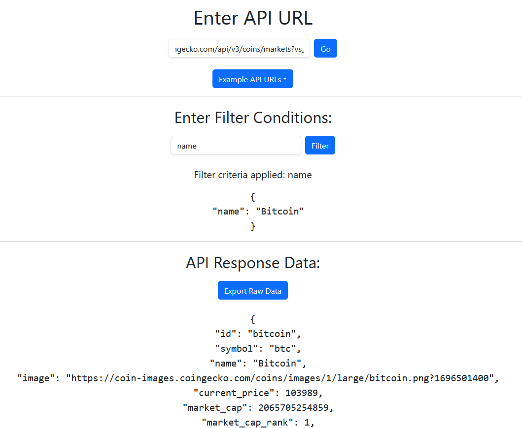 Screenshot of frontend website