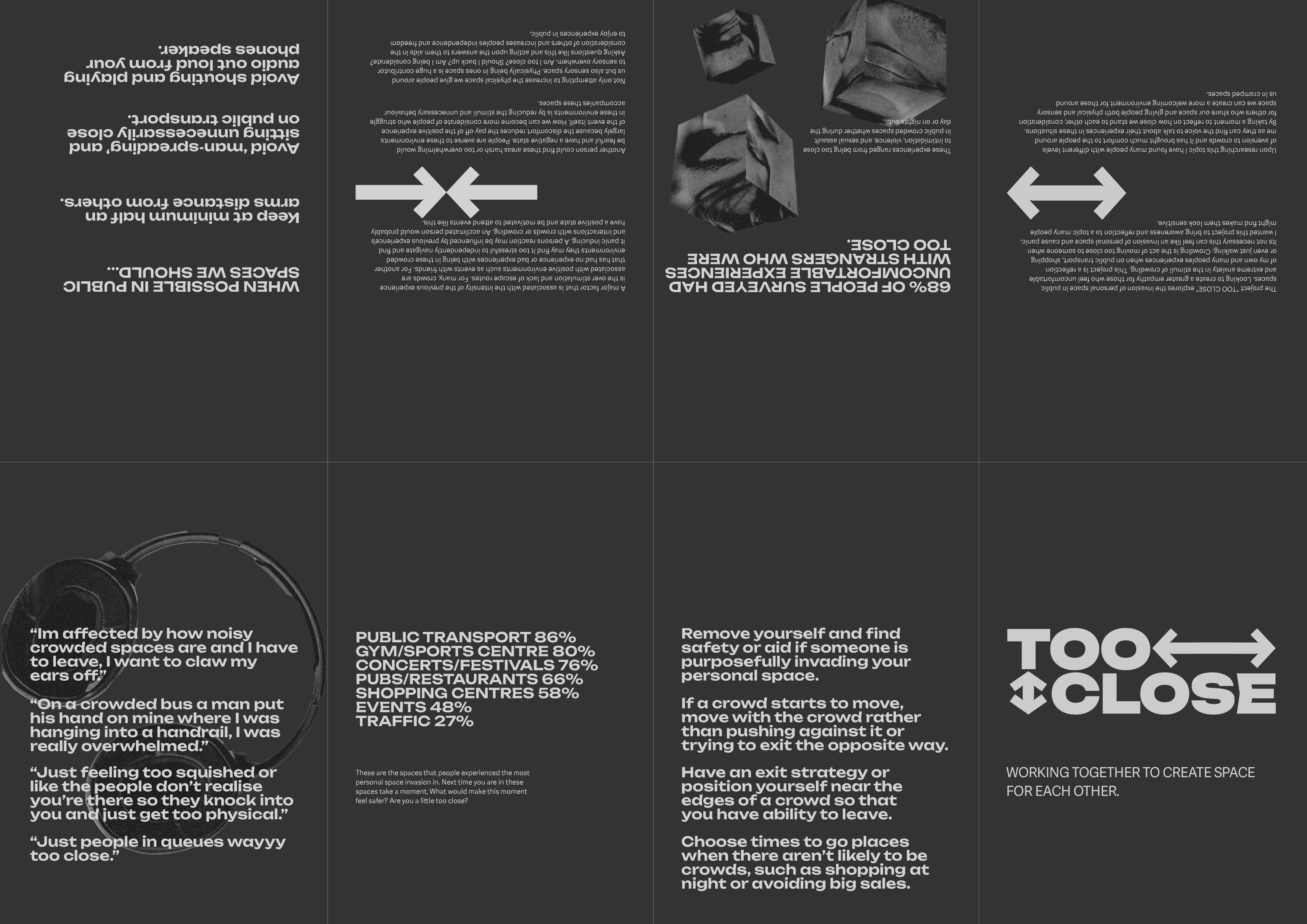 TOO CLOSE dark grey and light grey zine booklet.