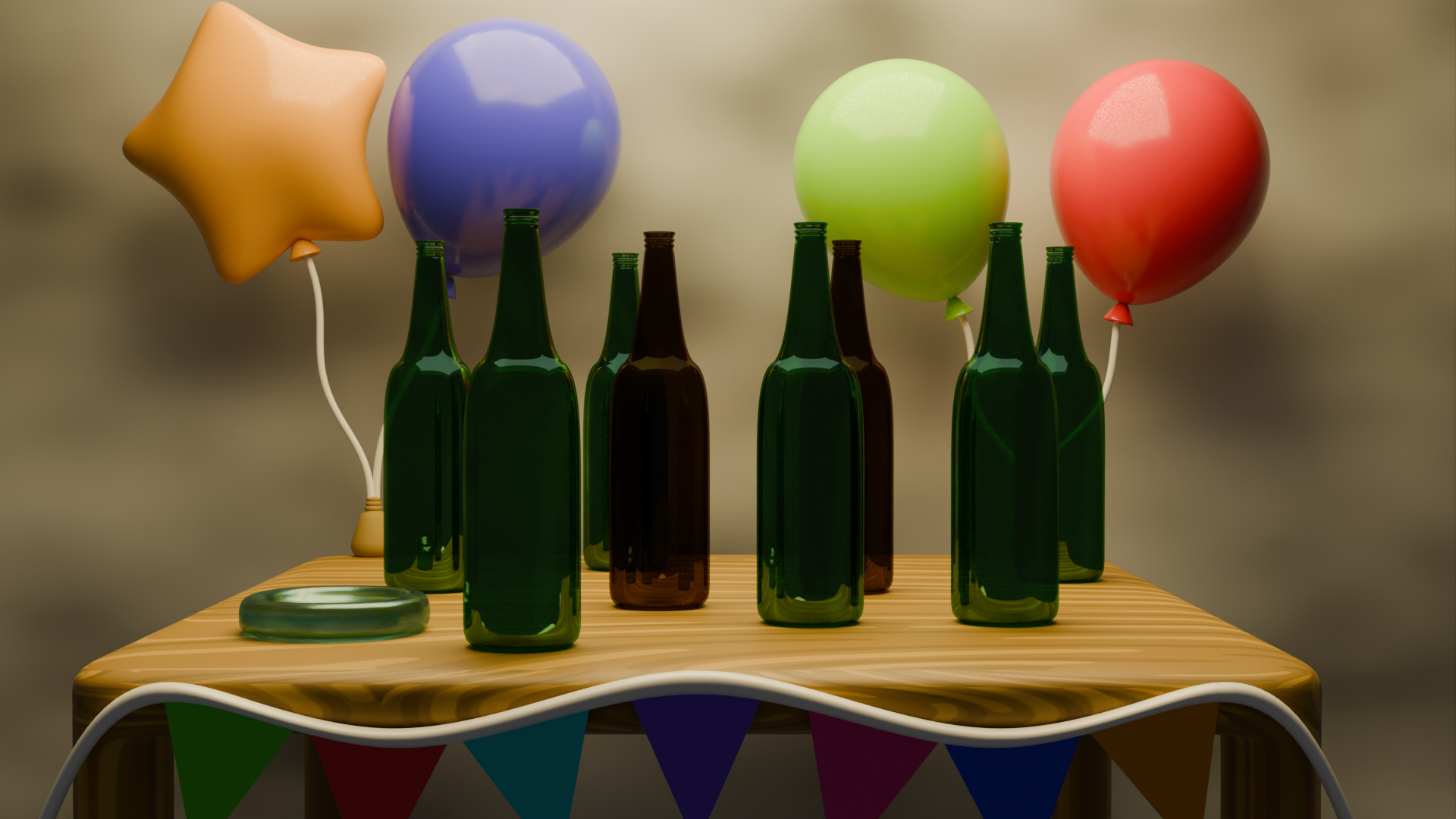 beer bottles on table