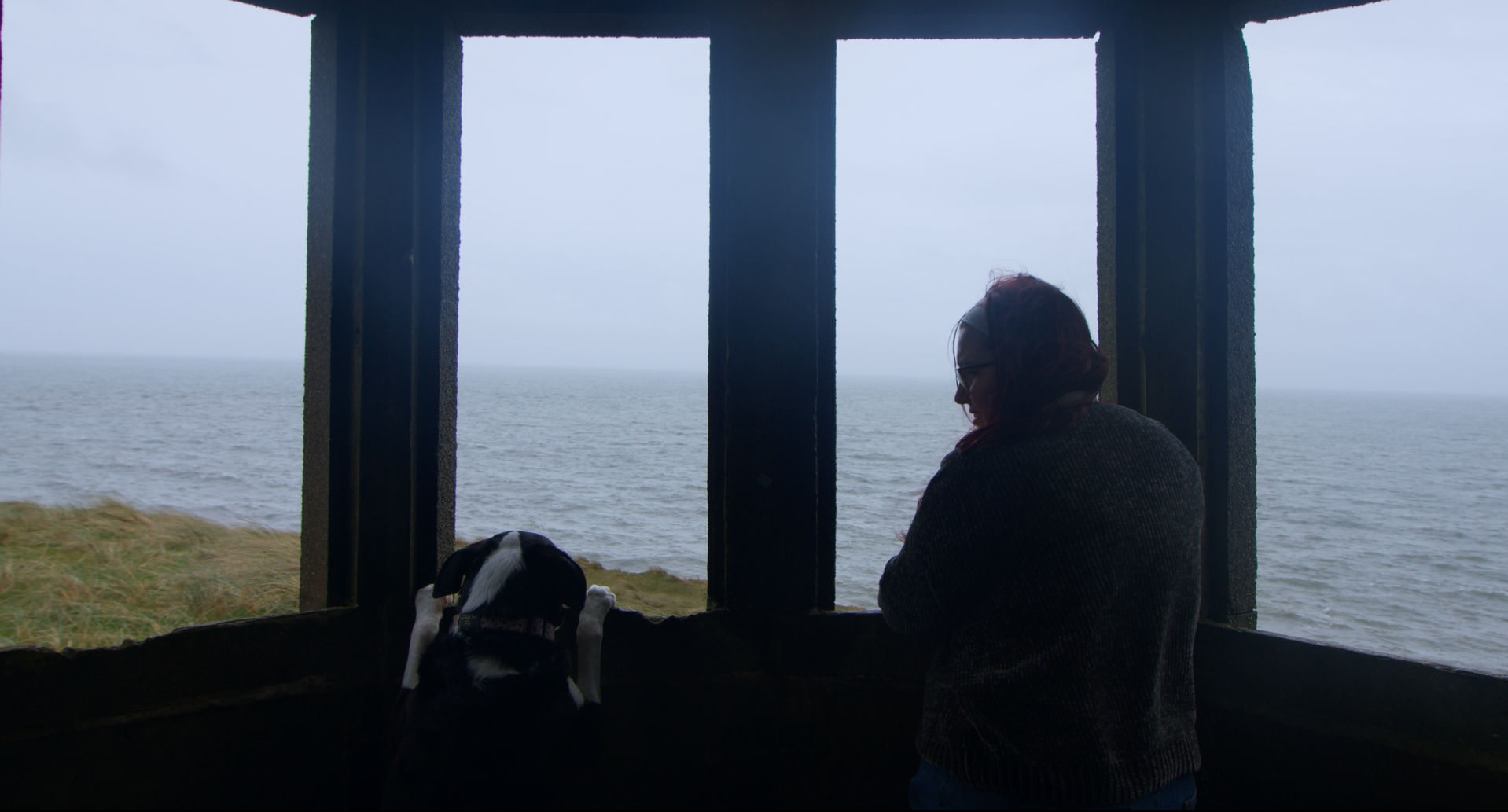 Wide shot of the resolution scene in the short film. This scene is key for the main character finally coming back to the present time and facing her emotions with the aid of her newly found dog companion.