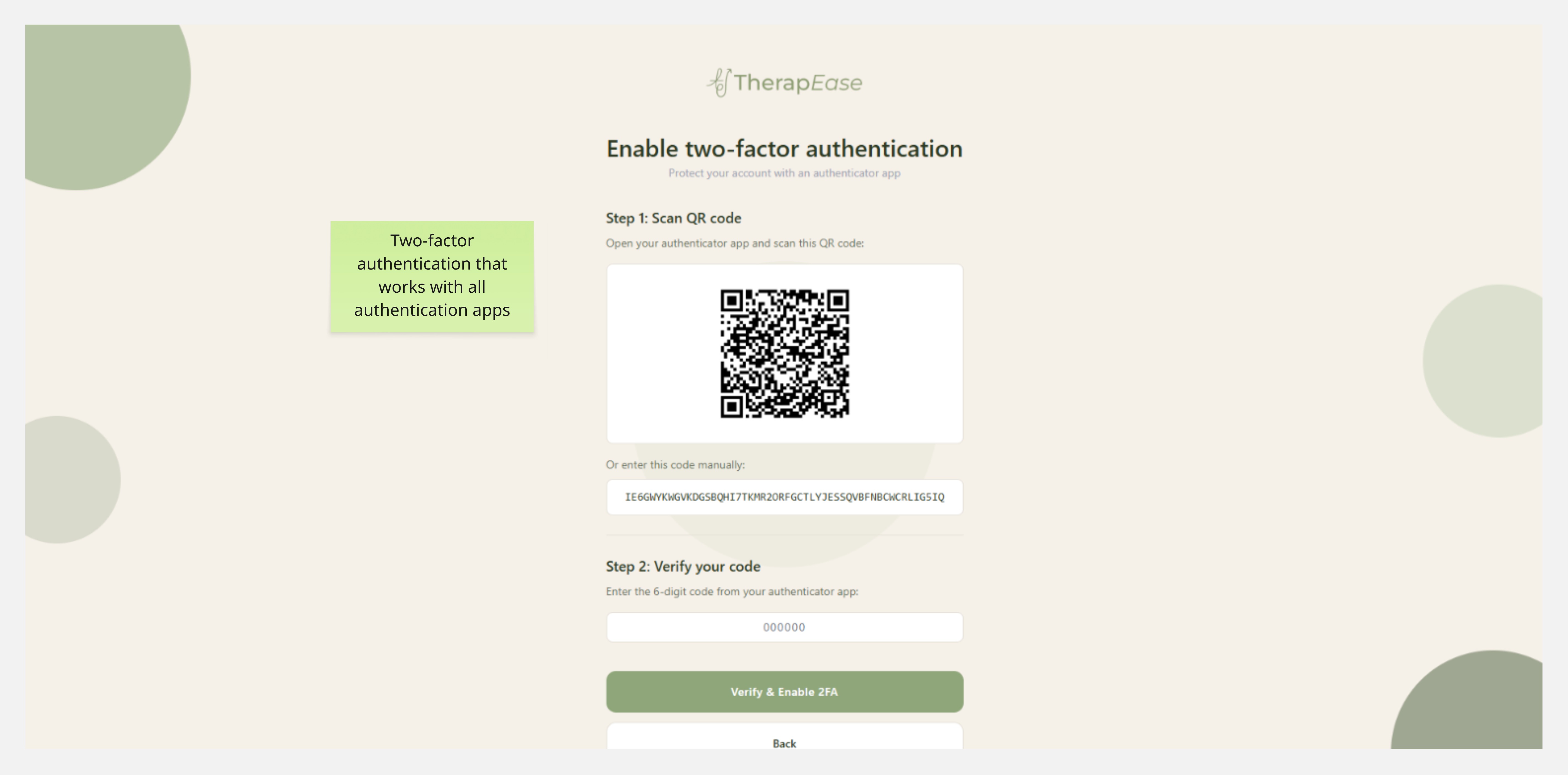 Two-factor authentication page