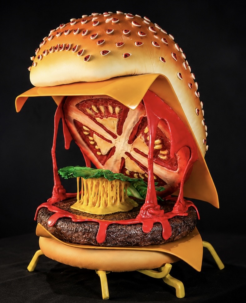 Burger with an open mouth 