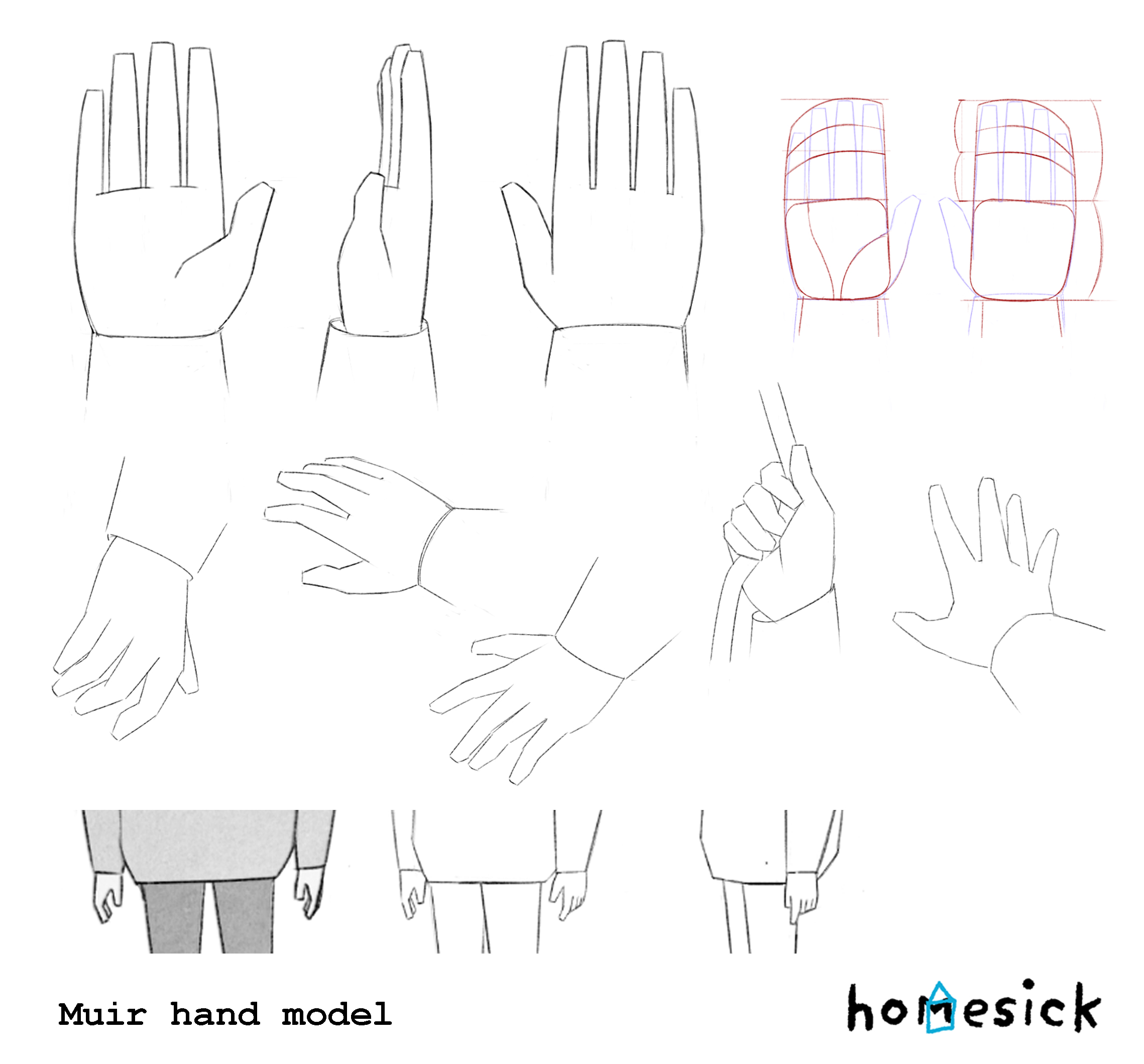 Model sheet for main character's hands