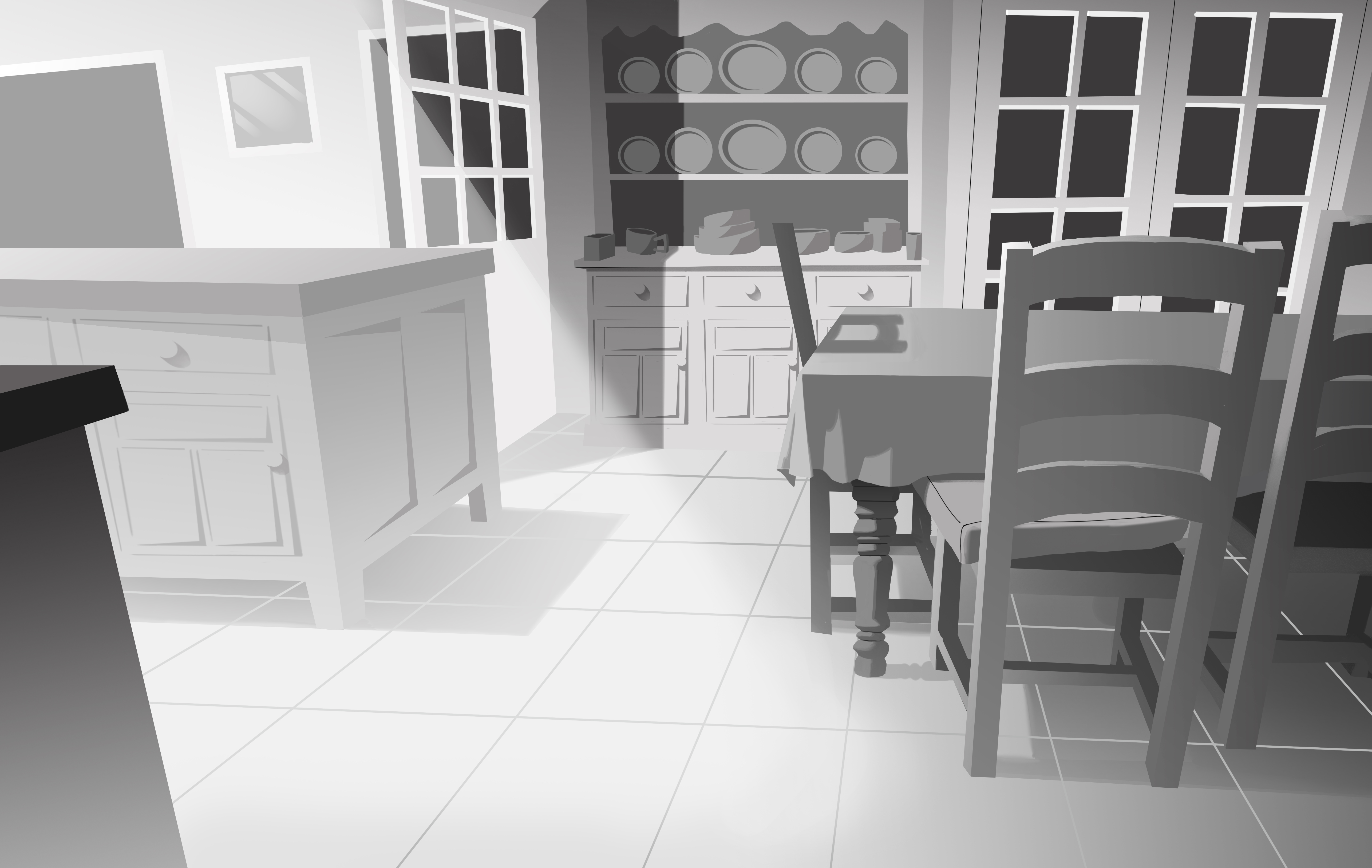 Puca (2025) background 3 - kitchen shot with a bright light