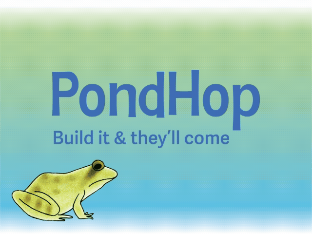 PondHop logo motion with jumping frog