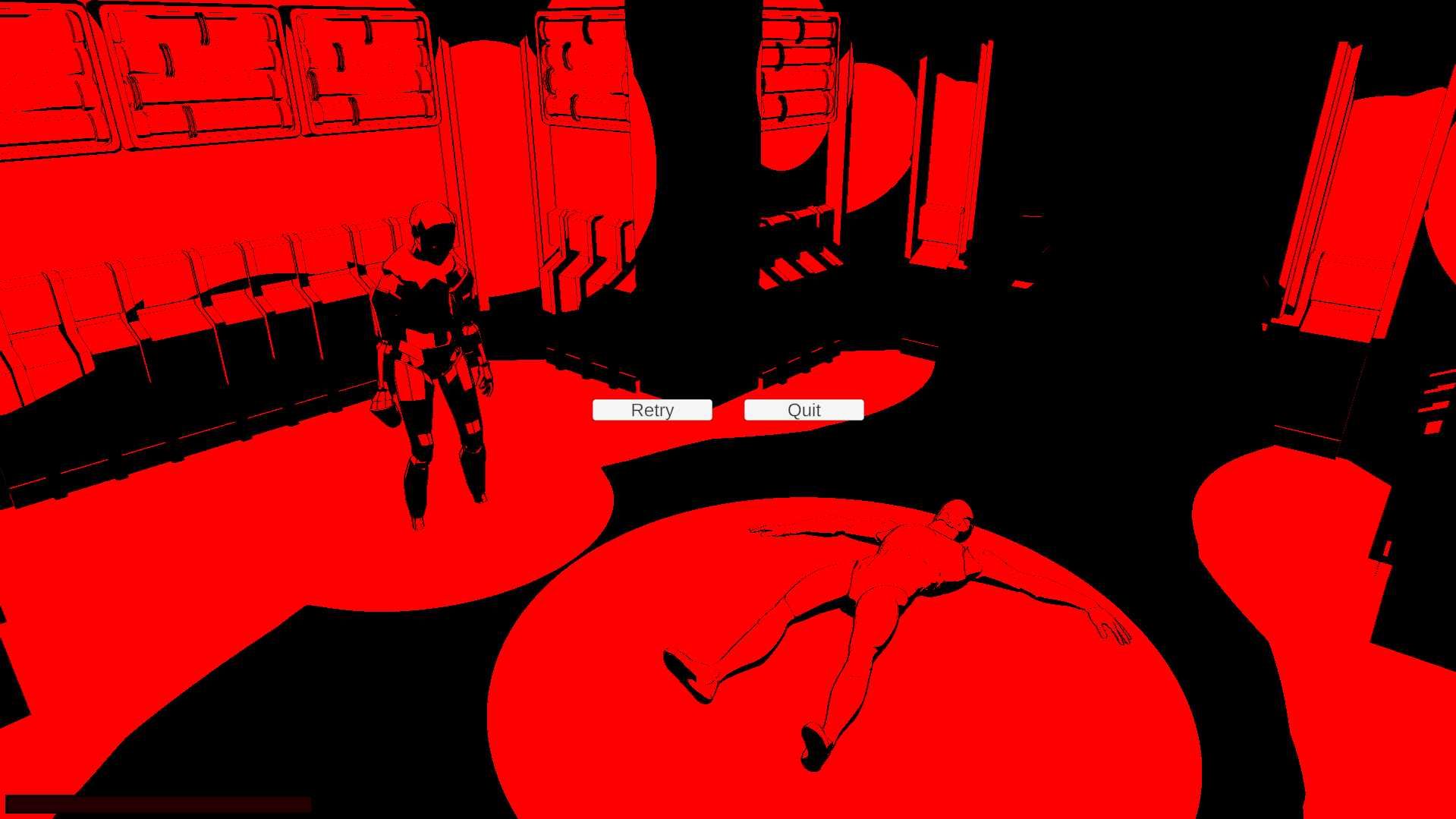 Game screenshot demonstrating the player death shader