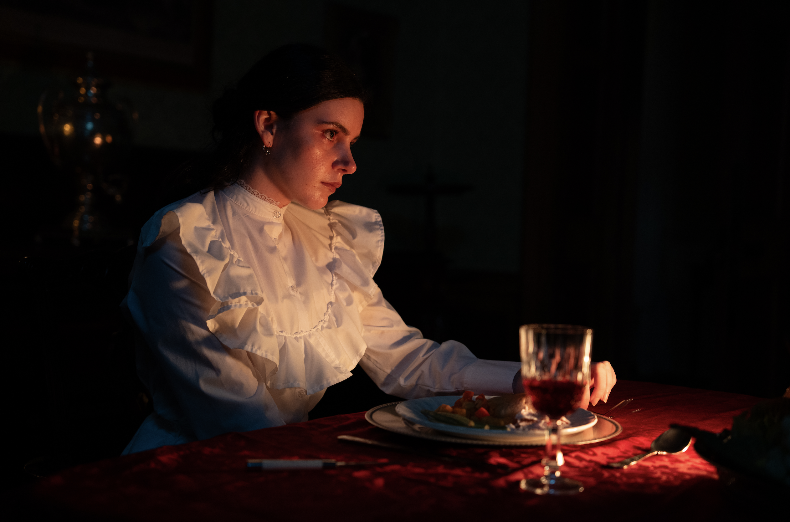 woman at table