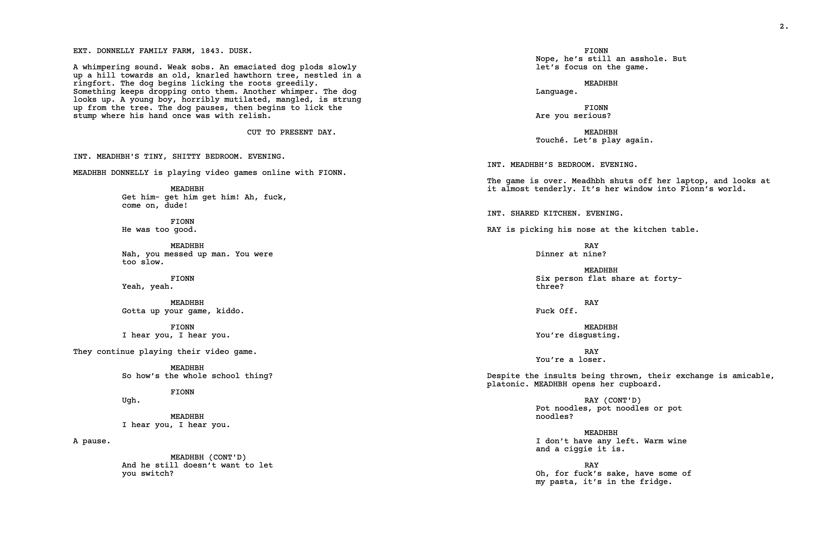 The first two pages of "The Waking of John Donnelly" first draft