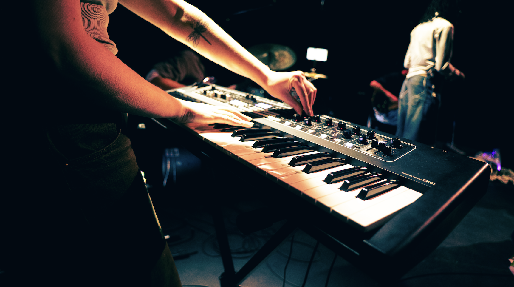 Keyboardist playing the keyboard