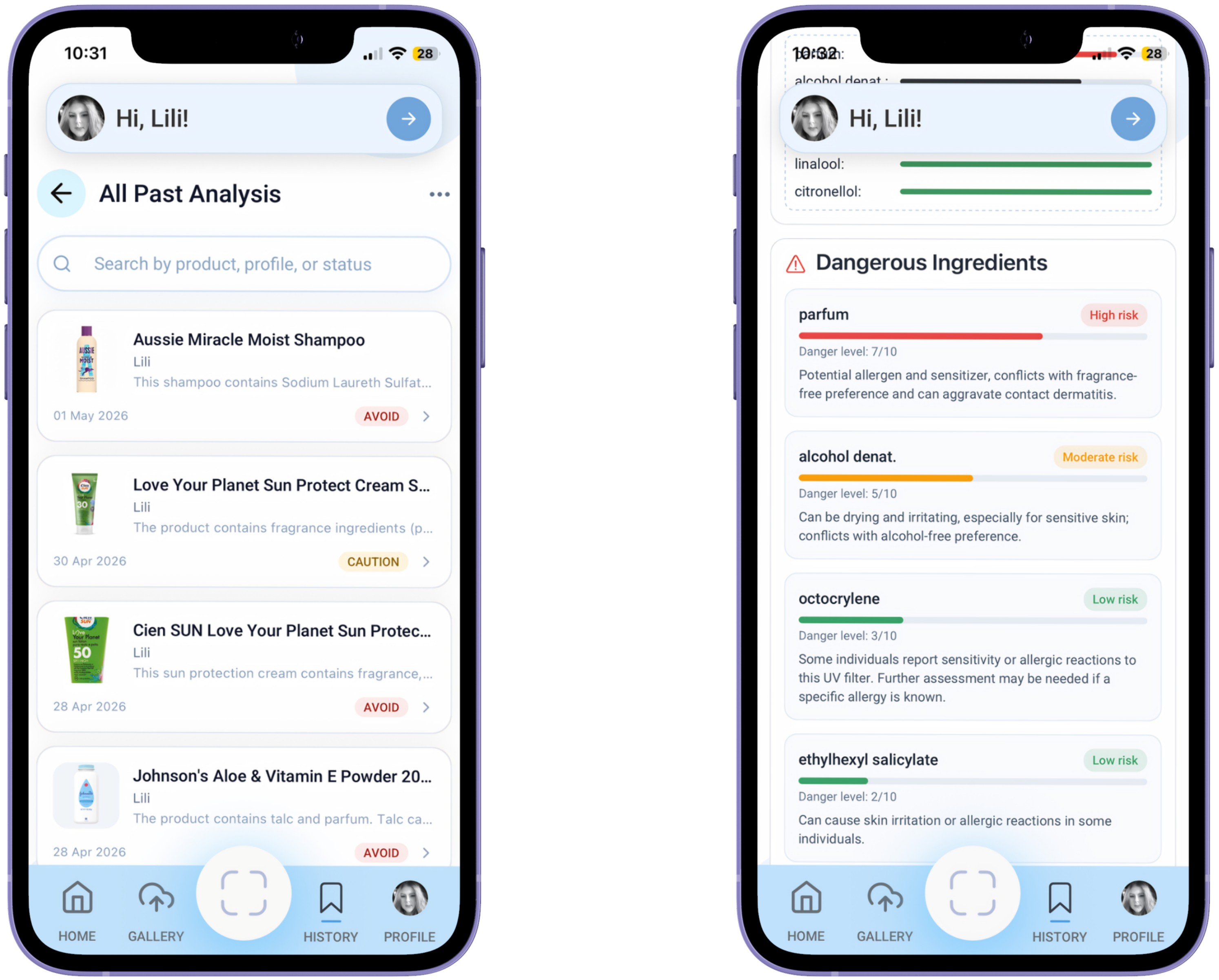 Evaluation Screen and History Screen