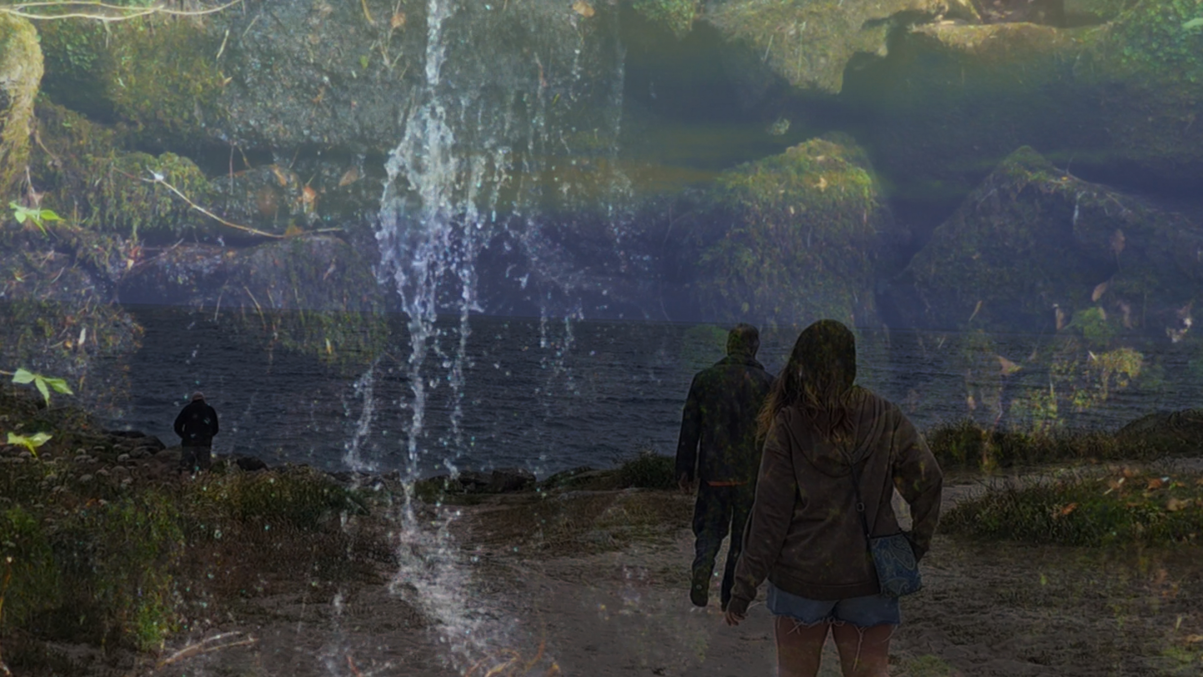 Sarah Hannigan, 'Illusions', 2026, waterfall over beach video still, 