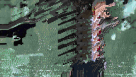 Woman dancing and glitching with strange attractor footage being datamoshed