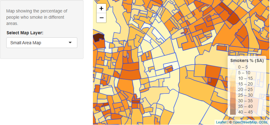 Leaflet map created in R