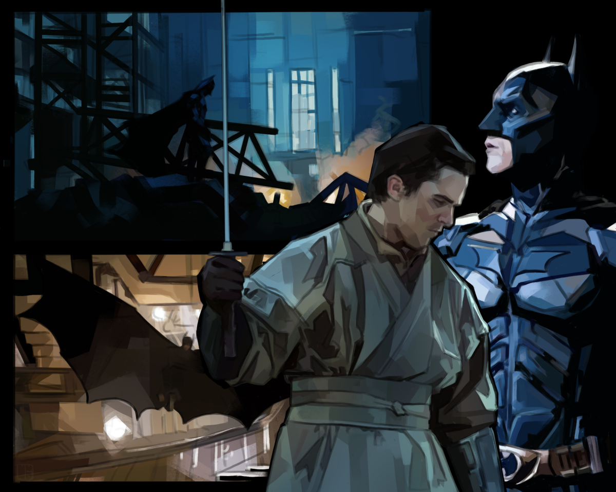 Collage painting of the dark knight