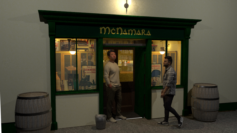 Render of McNamara's Pub exterior, High Tide Speculative Project