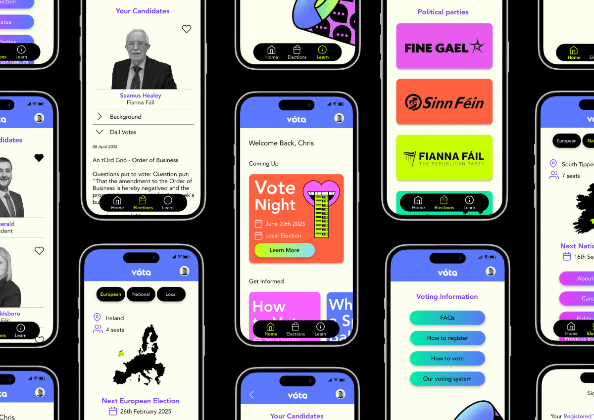 vóta app screens.