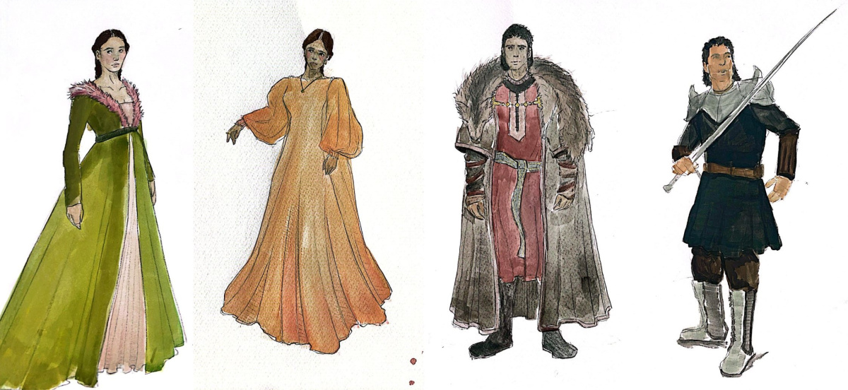 sketchbook work of lord and lady bertilak - sir gawain and the green knight