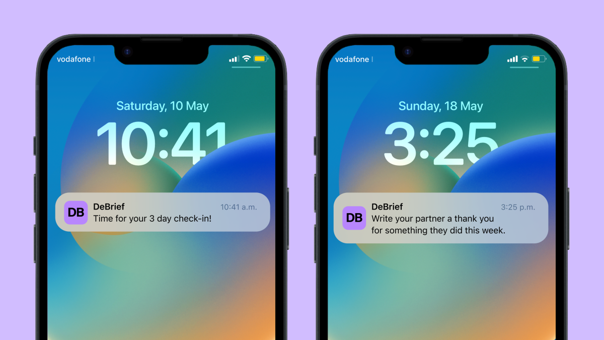 Reminder notifications from the DeBrief app