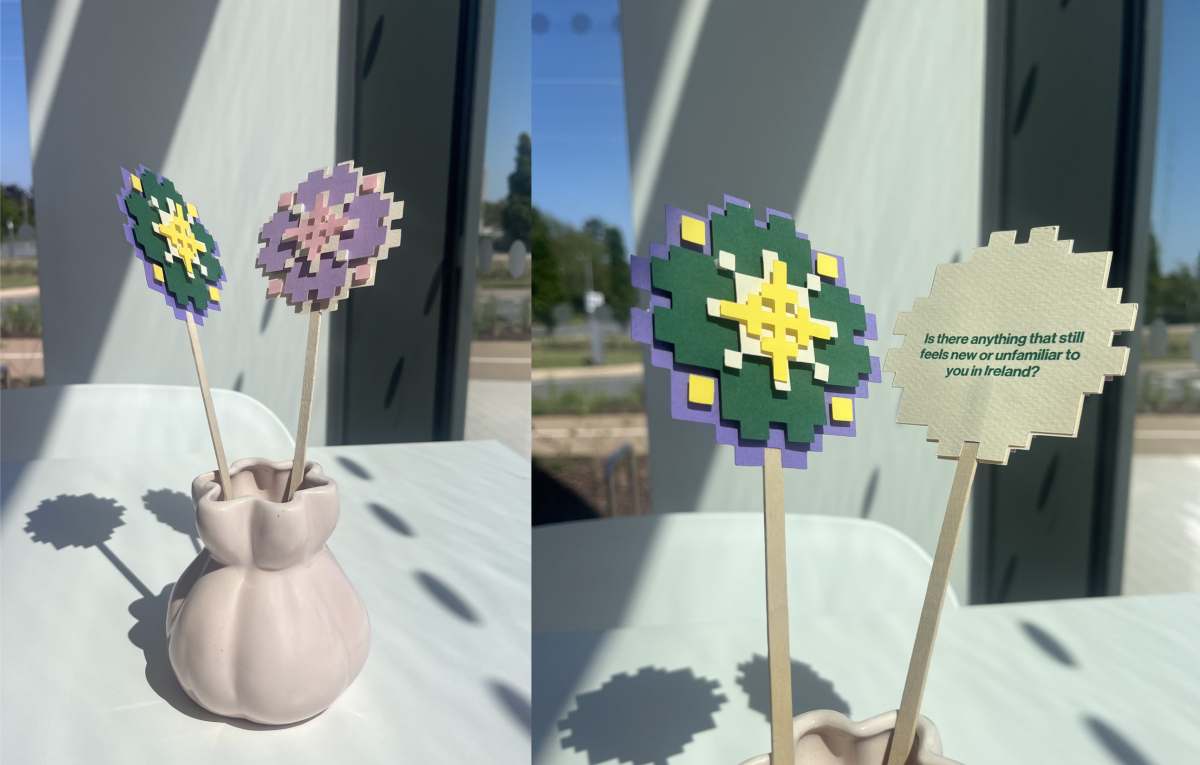 Paper flowers with conversation prompts