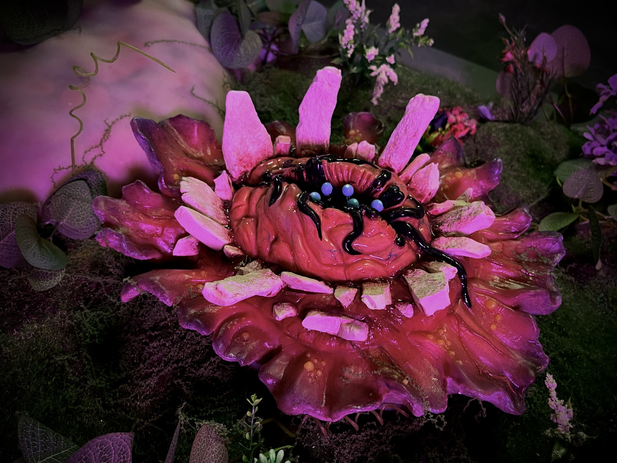 different angle of skull ripper in flower bed