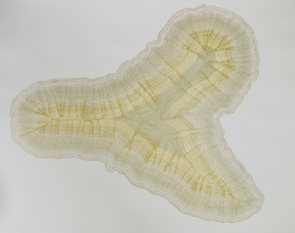 Gold 'Life Time' drawing 100x70 cm