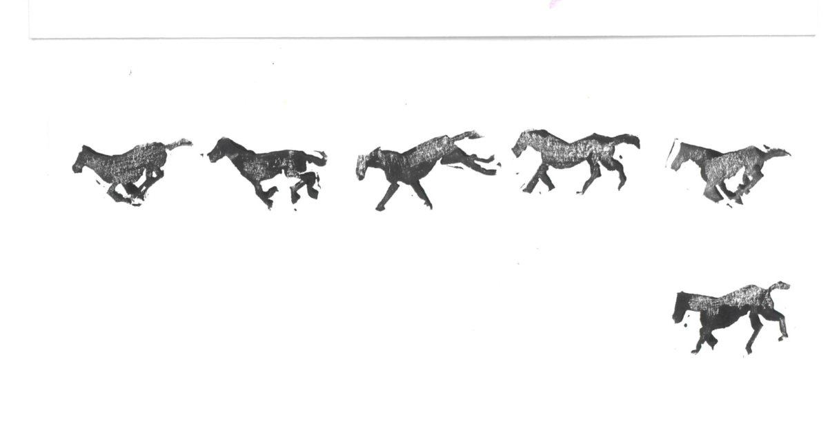 Lino printed horse running