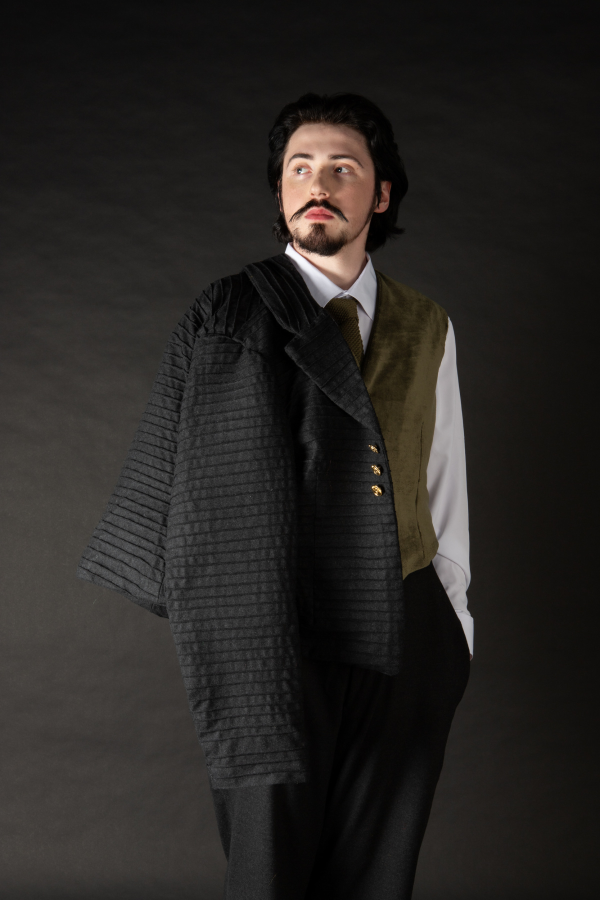 Detail shot of pin tucked jacket 