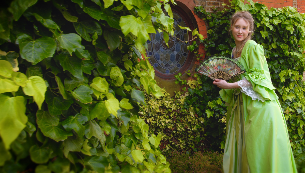 Full detail of a 1770s Georgian dress