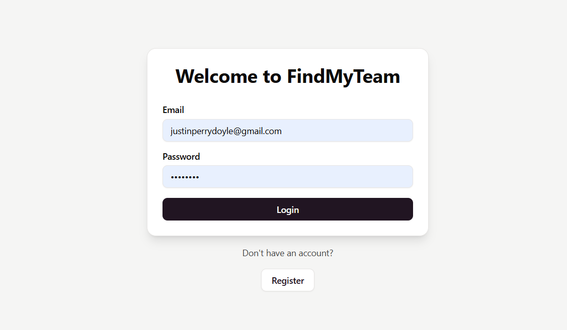 Login page
